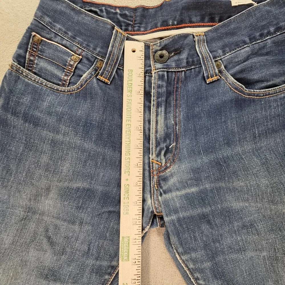Levis Premium Jeans Mens Selvedge Blue Med Wash Straight Whiskers Fits 29x31